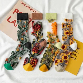 Letné Ženy Ponožky 2020 Novej Priehľadnej Sieťoviny Ponožka Tropické Pružnosť Členok Tenké Strany Nosiť Žena Slnečnice Transparentné Ponožka Hosier