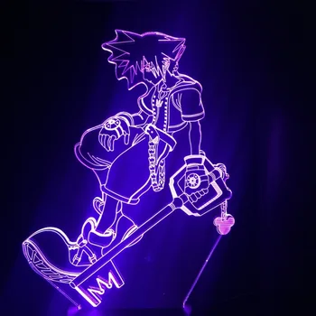 3d Noc Lampa Hra Kingdom Hearts Sora Keyblade Obrázok Deti LED Nočné Svetlo Farebné LED Dekorácie na Čítanie pre Deti Spálne