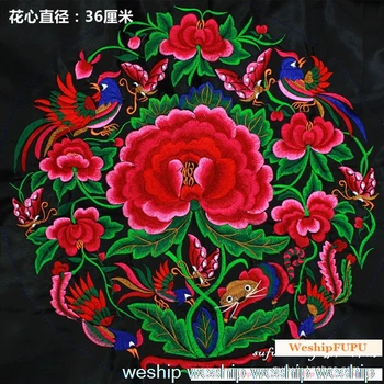Kvalitný Čínsky vintage štýl, výšivky patch Yunnan ruže/pivónia cesta výšivky nášivka na oblečenie taška