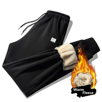 2020 nové zimné Nohavice mužov hrubé rúna udržať v teple čiernej farbe s vreckom na boku veľkosť M až 7XL