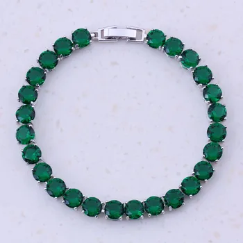 Nádherné Zelené Vytvorené Emerald Strieborné Pozlátené Farba Ženy Móda Kúzlo Náramky Strany Módne Šperky Zadarmo Darčeková Krabička D0050