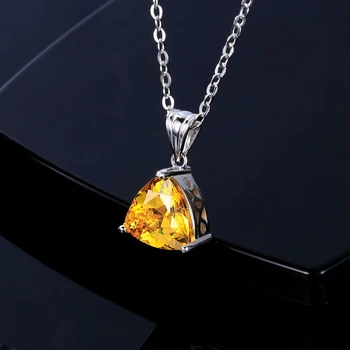 Dámske Šperky S925 Strieborný Náhrdelník s Príveskom AAAAA Zlatá Žltá Trojuholník Jednoduchý Náhrdelník s Príveskom Elegantné Šperky, Svadobné Party