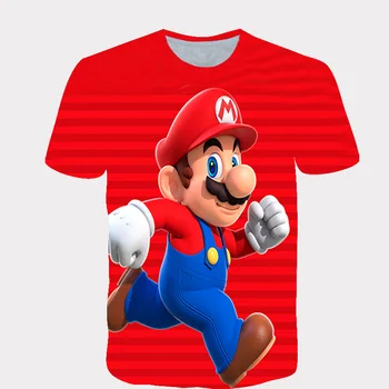 Chlapci/Dievčatá Sonic The Hedgehog & Super Mario Cartoon Vytlačené Funny T-shirts Deti Krátke Sleeve Tee Deti Ležérne Oblečenie