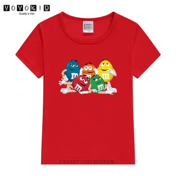 2020 dieťa čokoládové bôby MM tlač zábavné streetwear t shirt Chlapec/Dievča Anime Krátky Rukáv t-shirt 3D Detská Tričká