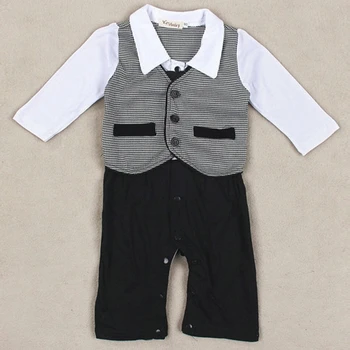 1pc Dieťa, chlapčeka Bavlna Gentleman Romper Jumpsuit Kombinézu Oblečenie Oblečenie 1-3T