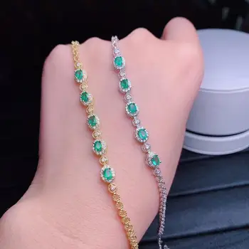 Očarujúce prírodné emerald náramok pre ženy šperky prírodný drahokam reálne 925 striebro pozlátené dievča strana dátum darček zelený drahokam
