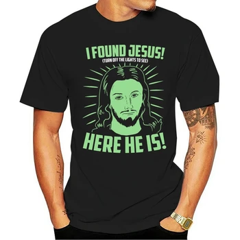 Mens som Našiel Ježiša Zábavné Svietiť V Tme Náboženské Vypnite Lights bavlna 2021 Nový Rok T-shirt topy veľkoobchod čaj