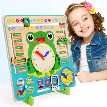 Nové vertikálne počasie, kalendár, hodiny, drevené Montessori hračka baby čas kognitívne predškolského učebná pomôcka Vzdelávacie Hračky