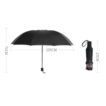 HORÚCE 10K Parasol Vietor Odolný Tri Skladací Dáždnik Dážď Ženy Auto Luxusné Veľké Vetru Dáždniky Dážď Pre Mužov Čierny Povlak