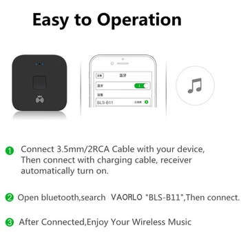 Bluetooth 5.0 RCA Audio Prijímač Smart funkcie NFC, Pripájať 3.5 3.5 mm AUX Jack Pre súpravu do Auta Reproduktory HIFI Stereo Hudby Adaptér Bezdrôtovej siete BT