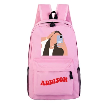 Mochilas Mujer Addison Rae Ženy Batoh Deti Školské Tašky pre Dospievajúce Dievčatá Plátno Tašky pre Chlapcov Rugzak Plecak Ružová Späť Pack