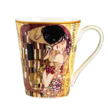Gustav Klimt Série Slávny olejomaľba KISS ČAKAŤ umelecké Diela Hrnček na Kávu, Poháre Mlieka Raňajky Pohár Taza Gato Xicara Koffie Kopjes