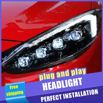 2 KS Auto Štýl LED svetlá na Mazda 3-2018 pre Axela čelová lampa LED DRL Objektív Dvojitý Lúč HID H7 Xenon bi xenon šošovky