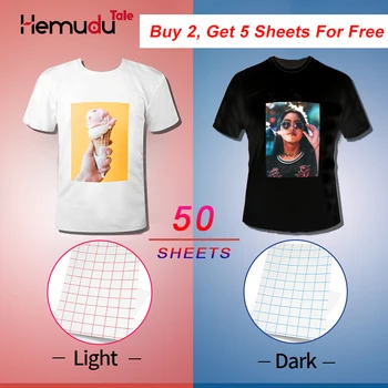 A4 atramentové T-Shirt Transfer Foto Papier pre Tmavé alebo svetlé Farby Tkanina Bavlna Odev 50/100 listov