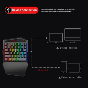 Bluetooth 4.2 bezdrôtová klávesnica Ergonomické Multicolor Podsvietenie Hra Káblové Nízka Hlučnosť Myši Desktop Úrad Zábavný Prenosný počítač