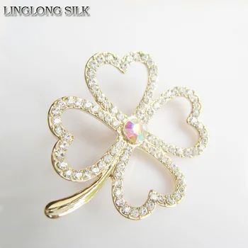 Drahokamu 4-leaf clover brošňa/kvalitnú módu drahokamu šperky brošňa/Hodvábny šál/šatka šperky