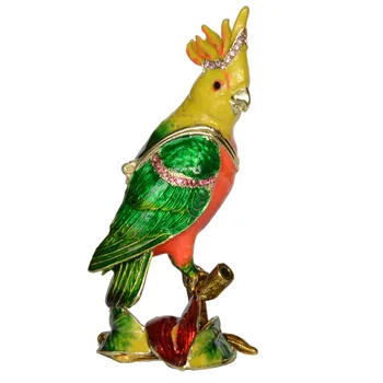 Slnečnica Papagáj Trinket Box Kovové Šperky Box Vták Figúrka Kreatívne Darčeky Náhrdelník Držiteľ