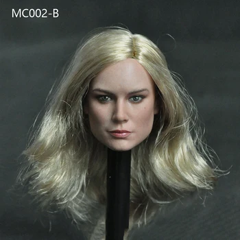 Fanúšikovia zber MC002 1/6 žena akcie obrázok bábika hlavu Brie Larson Hlava Samice Sculpt s Dlhými Golen Vlasy pre 12inches Tela