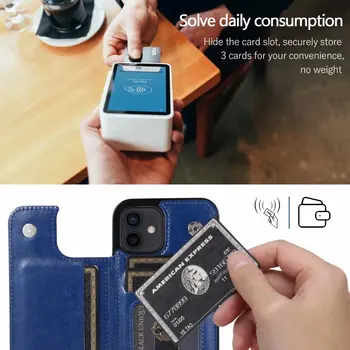 Luxusný Telefón puzdro pre iPhone 12 Prípade 12 Pro Flip držiak pre iPhone 12 mini 11 Pro Max Kožené Kreditnej Karty Vrecku Peňaženku Kryt