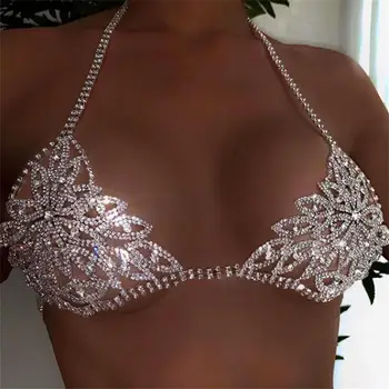 GLAMing Postroj Sexy Podprsenka Telo Reťaze pre Ženy Šperky Lete Luxusné Drahokamu Crystal Bling Bikini Remeň Reťaz Sada Plavky