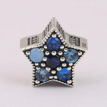 Autentické S925 Strieborné Korálky Bright Star, Šarm, Multi-Farebné Crystalsfit Lady Náramok Náramok DIY Šperky