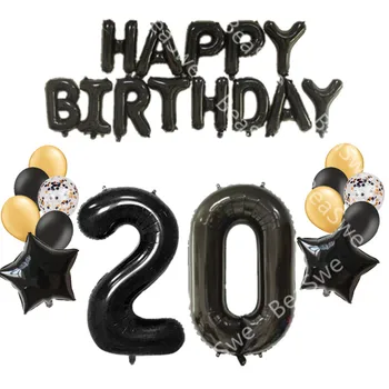 27pcs/veľa Veľké Veľkosti 40inch Čierne Fólie Číslo Balón údaje 22. 30. latexový balón konfety a party dekorácie narodeniny Globos