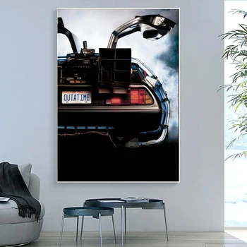 Späť Do Budúcnosti Klasický Film Stroj Času, Auto Plagáty a Vytlačí Plátno na Stenu Umenie Maľba Moderného Domova Obrázok Darček