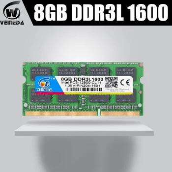 VEINEDA počítač, Notebook DDR3L DDR3 8GB 1600MHz PC3-12800 1.35 V 204PIN DDR3L 1333 PC3-10600 Sodimm pamäte Ram Kompatibilný Intel ddr3