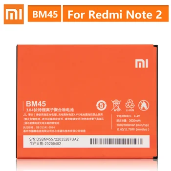 Originálne Náhradné Batérie Pre Xiao Mi Redmi Poznámka 2 redmi nota2 Redrice Pozn.2 BM45 Originálne Batérie Telefónu 3060mAh