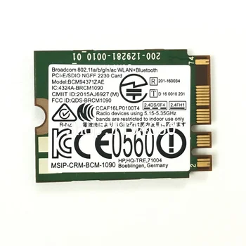 Broadcom BCM94371ZAE BCM94371 BCM4371 802.11 AC NGFF M2 867Mbps WiFi & Bluetooth 4.1 Combo SPS 843549-001 Bezdrôtovej sieťovej karty