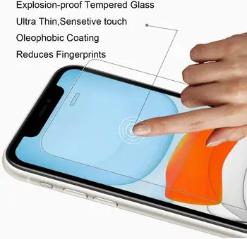 3 Pack Tvrdeného Skla Screen Protector Pre iPhone 12 7 8 X XS XR 11 Pro Max Anti-Shatter Telefón Film Kryt & Inštalačný Rám