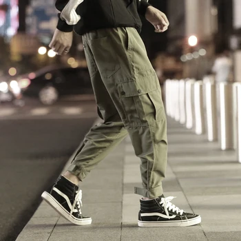 Cargo Nohavice Mužov Šport beh 2019 Streetwear Joggers Nohavice Čierne Sweatpant Muž Hip hop Jeseň Bežné Nohavice