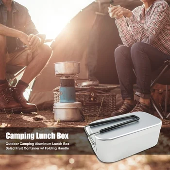Outdoor Camping Cestovné Hliníkové Lunch Box Prenosný Šalát, Ovocie Kontajner s Sklápacie Rukoväť Riad посуда для кемпинга