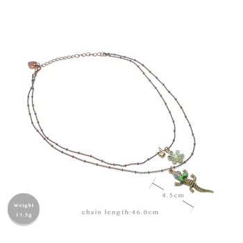 Amorita boutique Kovový kvet krokodíla náhrdelník s príveskom