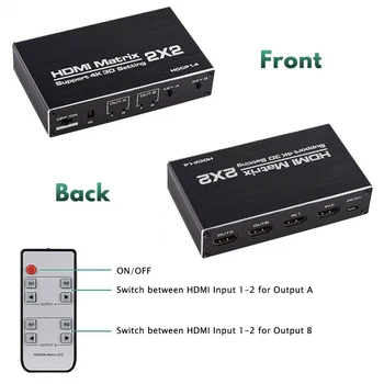 2020 Najlepšie 4K@60Hz HDMI Matica 2x2 Prepínač Splitter Podpora HDCP 1.4 IR Diaľkové Ovládanie HDMI Prepínač 2 V 2 v ýstup HDMI Maticový Prepínač