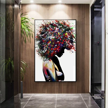 Graffiti Umenie Čierna Žena Plátne, Obrazy Na Stenu, Umenie Plagáty A Vytlačí Africkej Ženy Moderného Umenia Obrázok Domov Stenu Decor