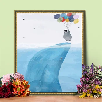 HUACAN DIY Obrázky Podľa Počtu Veľrýb Súpravy Maľovanie Podľa Čísel Zvierat, Kresby Na Plátne, Ručne Maľované Obrázok Umenie Darček Domova
