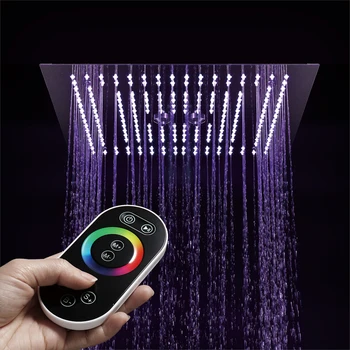 Diaľkové Ovládanie LED Svetlo Showerheads Zabudované Stropné Nehrdzavejúcej Ocele 16