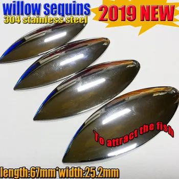 2019new veľkoplošné rybárske willow leaf flitrami veľkosť:67mm*25.2 mm quantily 10pcs/veľa 304stainless ocele
