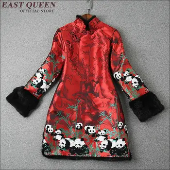 Čínske Tradičné ženské Hodváb Qipao Krátke Mini Cheongsam Šaty Čínsky štýl Zimné Cheongsam Kabát AA1705X