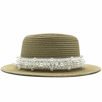 2020 letné Byt slnko čiapky pre ženy chapeau feminino slamený klobúk panama štýl cappelli Strane s pearl Beach vedro spp dievča topee