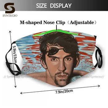 Prach, Umývateľný Unisex Michael Phelps Tvár, Ústa Maska Roztomilý Handričkou Vzor Biker Pleťová Maska S Filtrom
