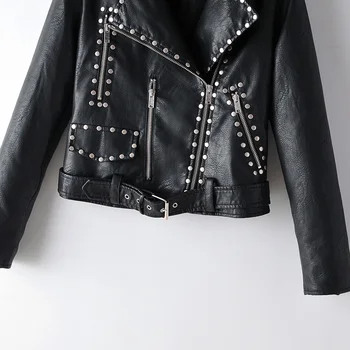 Gotická Čierna kožená bunda ženy pokožky faux kožené dlhý rukáv biker žena bežné bundy a coats chaquetas cuero mujer 2019