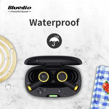 Pôvodné Bluedio Častíc TWS Bezdrôtové Slúchadlá Bluetooth 5.0 Slúchadlá Basy Nepremokavé Headset Šport Nabíjanie S Mikrofónom