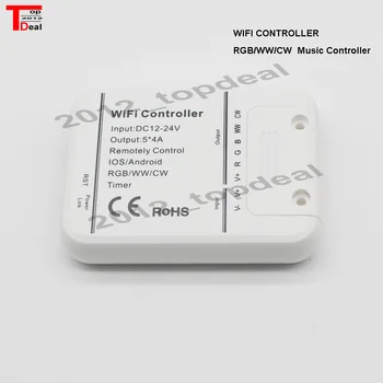 DC12-24V 4A*5CH RGB/WW/CW LED WIFI Radič IOS Android Smart Link Časovač pre ovládanie Hudby rgb controller