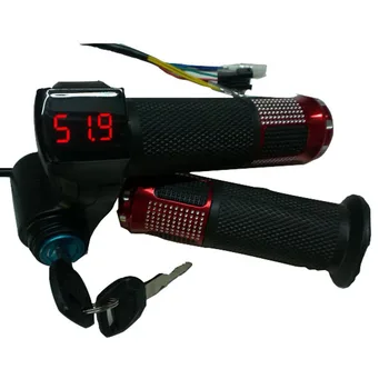 Elektrický Bicykel, Skúter Plyn Grip 12V-96V Nastavenie Rýchlosti Rukoväť s Key Lock Displej Batérie