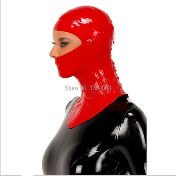 Nový dizajn exotické Latex Sexy spodnú Bielizeň Kombinézu Žid Štýl červenom späť sťahovacie Ženy, Odsávače Maska Kapota Fetish jednotné Plus Veľkosť