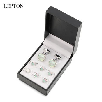 Low-key Luxusné perleť manžetové gombíky smoking klincami Sady Lepton Shell Cufflink Golier manžetové Gombíky Najlepších Mužov Darčeková Sada
