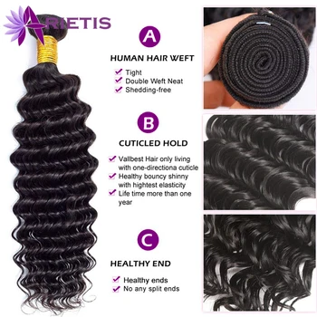 Arietis Vlasy 8-30 Cm Hlboký Vlna Zväzky Peruánskej Remy Ľudské Vlasy Väzbe Zväzky 1-10 Ks Veľkoobchod Prirodzené Farby Pre Ženy