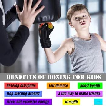 Oplatí 6OZ Deti PU Kick Box Rukavice Dierovanie Karate, Muay Thai Guantes De Boxeo Voľný Boj MMA Sanda Tréning Vybavenie